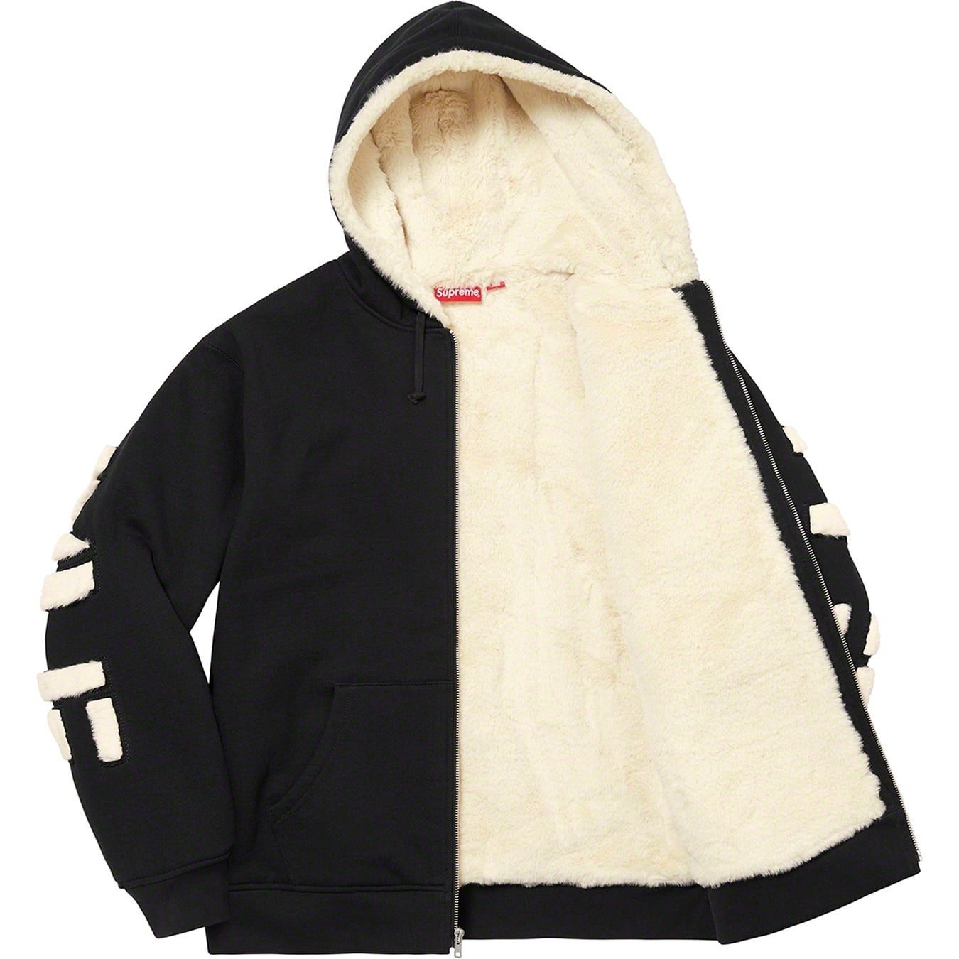 Faux Fur Lined Zip Up Hooded Sweatshirt view 2